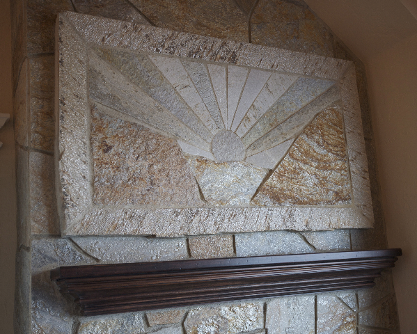 Fireplace With Custom Sunrise Stone